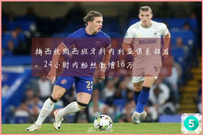 梅西收购西班牙科内利亚俱乐部后，24小时内粉丝激增16万